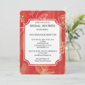 Elegant rood goud bloemig vrijgezellenfeest kaart (Staand voorkant)