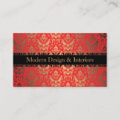 Elegant rood, goud en zwart damast Fancy ontwerp Visitekaartje (Achterkant)
