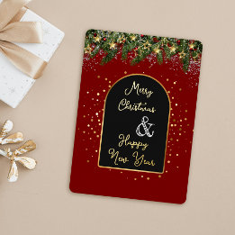 Elegant Rood Goud Folie Kerst Nieuwjaar Feestdagenkaart
