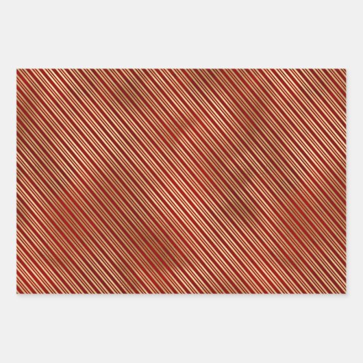 Elegant rood goud folie snoep riet strepen patroon inpakpapier vel (Voorkant)