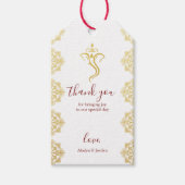 Elegant Rood & Goud Ganesha & Mehndi Hindu Bruilof Cadeaulabel (Voorkant)