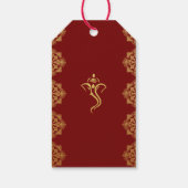 Elegant Rood & Goud Ganesha & Mehndi Hindu Bruilof Cadeaulabel (Achterkant)