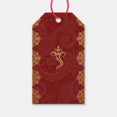 Elegant Rood & Goud Ganesha & Mehndi Hindu Bruilof Cadeaulabel (Achterkant)