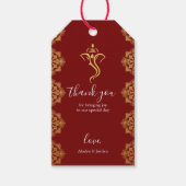 Elegant Rood & Goud Ganesha & Mehndi Hindu Bruilof Cadeaulabel (Voorkant)
