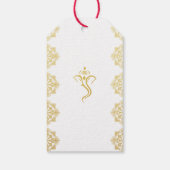 Elegant Rood & Goud Ganesha & Mehndi Hindu Bruilof Cadeaulabel (Achterkant)
