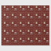 Elegant rood goud gestreept 2 foto sentiment tekst cadeaupapier (Vlak)