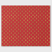 Elegant rood goud glitter kerstbomen patroon cadeaupapier (Vlak)