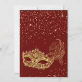 Elegant rood goud glitter maskerade zoet 16 kaart (Achterkant)