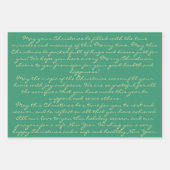 Elegant rood goud groen kalligrafie vrolijk kerstf inpakpapier vel (Voorkant 3)