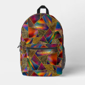 Elegant rood goud holografisch geometrisch bedrukte rugzak (Voorkant)