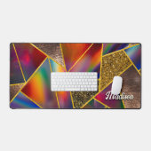 Elegant rood goud holografisch geometrisch bureaumat (Keyboard & Muis)