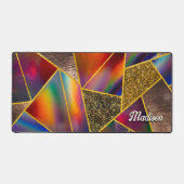 Elegant rood goud holografisch geometrisch bureaumat (Voorkant)