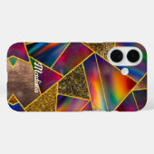 Elegant rood goud holografisch geometrisch Case-Mate iPhone case (Achterkant (horizontaal))