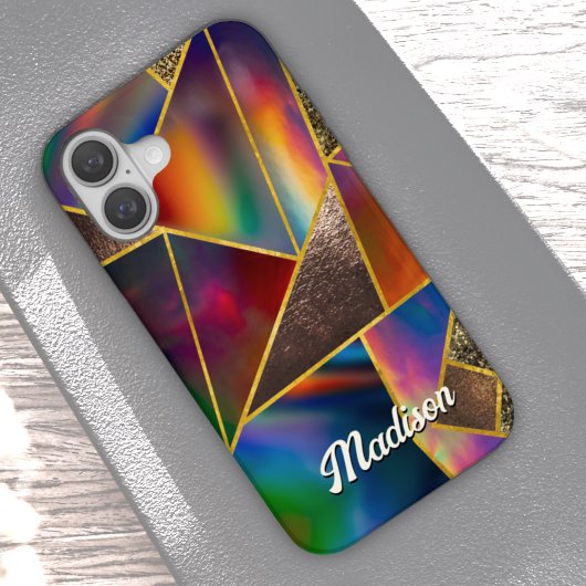 Elegant rood goud holografisch geometrisch Case-Mate iPhone case