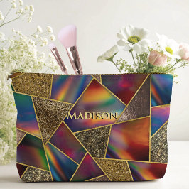 Elegant rood goud holografisch geometrisch etui