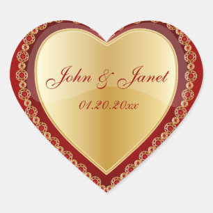 Elegant rood goud juweel hart sticker