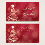 Elegant Rood & Goud Kerst Bruiloft Drink Voucher Visitekaartje (Voorkant /achterkant)