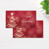 Elegant Rood & Goud Kerst Bruiloft Drink Voucher Visitekaartje (Bureau)
