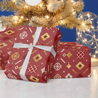 Elegant rood & goud kerstcadeaupapier cadeaupapier