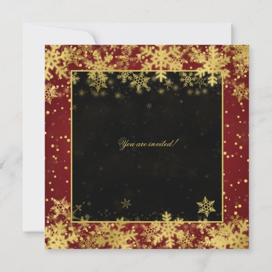 Elegant Rood Goud Kerstdiner Winter Kaart (Achterkant)