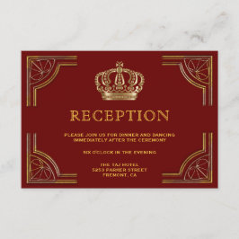 Elegant rood goud  kroonbruiloft receptie informatiekaartje