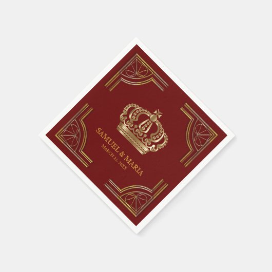 Elegant rood goud  kroonbruiloft servet (Hoek)