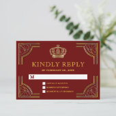 Elegant Rood Goud  Kroonhuwelijk RSVP (Staand voorkant)