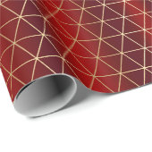 Elegant rood goud luxe geometrisch patroon cadeaupapier (Rol Hoek)