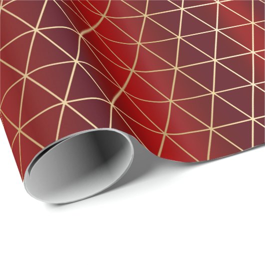 Elegant rood goud luxe geometrisch patroon cadeaupapier (Rol Hoek)