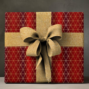 Elegant rood goud luxe geometrisch patroon cadeaupapier
