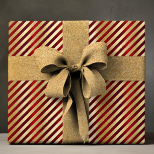 Elegant rood goud luxe streep patroon cadeaupapier