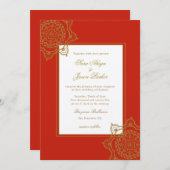 Elegant rood & goud Mandala indiaanse bruiloft Kaart (Voorkant / Achterkant)