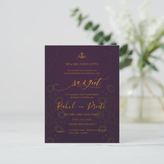 Elegant rood goud mandala indiaanse bruiloft Sange Briefkaart (Staand voorkant)