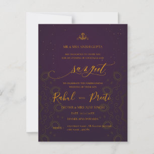 Elegant rood goud mandala indiaanse bruiloft Sange Briefkaart