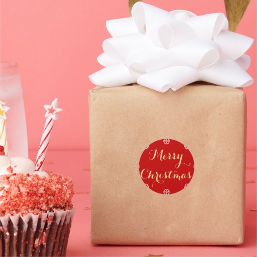 Elegant rood goud Merry Kerstmis Envelope Seals Ronde Sticker (Feest)