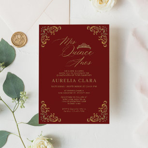 Elegant rood goud Mis Quince Quinceañera Kaart