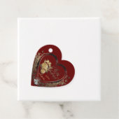 Elegant rood-goud modern Victoriaans kersthart Bedankjes Labels (In situ)