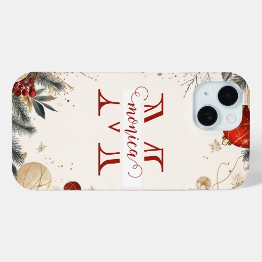 Elegant Rood Goud Monogram Naam Aangepast Case-Mate iPhone Case (Achterkant (horizontaal))