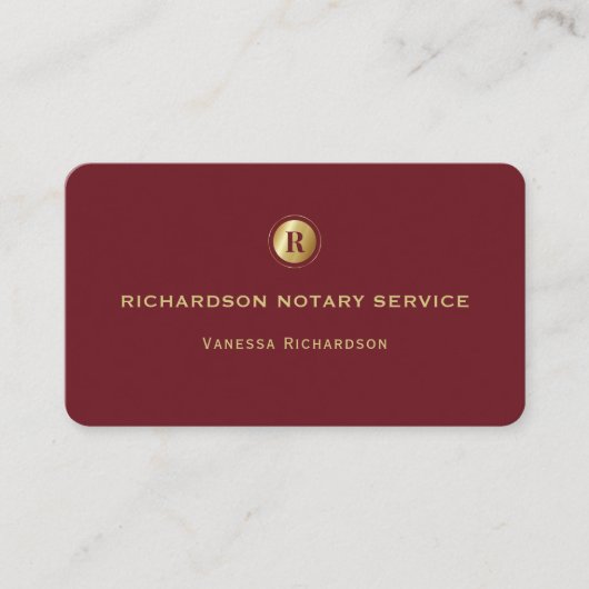 Elegant Rood Goud Monogram QR Code Foto Notaris Visitekaartje (Voorkant)