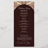 Elegant Rood & Goud Monogram Trouwprogramma Programmakaart (Achterkant)