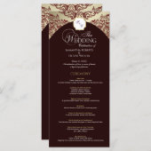 Elegant Rood & Goud Monogram Trouwprogramma Programmakaart (Voorkant / Achterkant)
