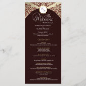 Elegant Rood & Goud Monogram Trouwprogramma Programmakaart (Voorkant)