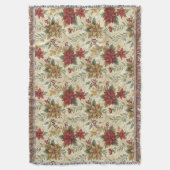  Elegant Rood & Goud Poinsettia Bloemen Deken (Voorkant Verticaal)