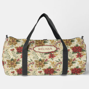 Elegant Rood & Goud Poinsettia Bloemen Groot Plunjezak