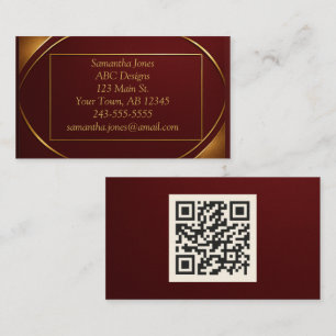 Elegant Rood & Goud QR Code Visitekaartje