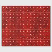 Elegant rood goud rendier streep patroon Kerstmis Cadeaupapier (Vlak)