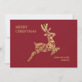 Elegant rood goud rendier Vrolijk Kerstfeest Feestdagenkaart (Voorkant)