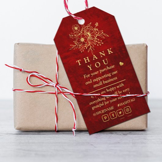 Elegant Rood Goud Scratch bloemendank u Cadeaulabel