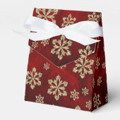 Elegant rood goud sneeuwvlok gepersonaliseerd bedankdoosjes (Voorkant Zijde)