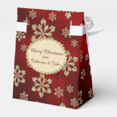 Elegant rood goud sneeuwvlok gepersonaliseerd bedankdoosjes (Achterkant)
